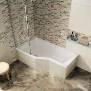 Baignoire asymétrique plenitude 3 160/90-70 cm droite acrylique blanc vidage inclus. disponible abidjan cote d'ivoire.