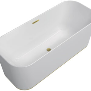 Baignoire villeroy et boch 170x70 version en îlot sans soudure avec la bonde push-to-open clic clac pré installée le trop-plein et l'alimentation fonction emotion gold finition blanc réf. disponible abidjan cote d'ivoire.