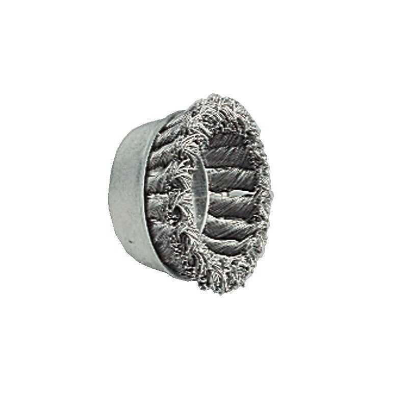 Brosse conique acier torsadé diamètre 75 mm diamètre fil 0,5 mm pour meuleuses axe m14. disponible abidjan cote d'ivoire.