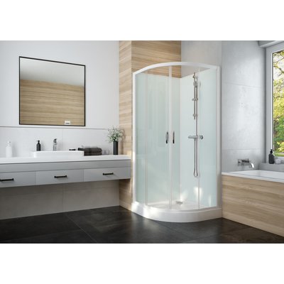 Cabine de douche izi box 2 1/4 rond 90 cm portes coulissantes en verre transparent réf. disponible abidjan cote d'ivoire.