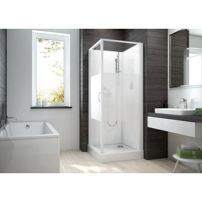Cabine de douche izi box 2 carrée 80 cm porte pivotante en verre sérigraphié réf. disponible abidjan cote d'ivoire.