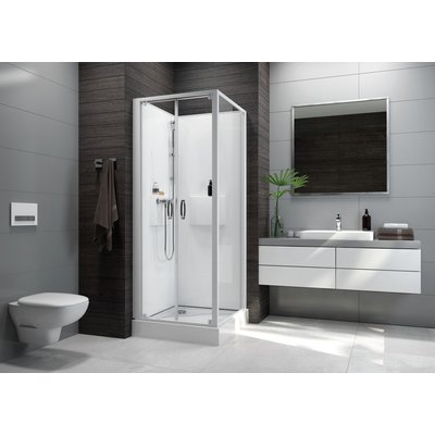 Cabine de douche izi box 2 carrée 80 cm portes battantes en verre transparent réf. disponible abidjan cote d'ivoire.