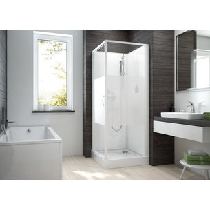Cabine de douche izi box 2 carrée 90 cm porte pivotante en verre sérigraphié réf. disponible abidjan cote d'ivoire.