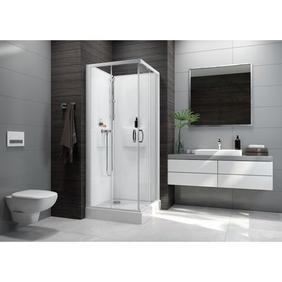 Cabine de douche izi box 2 carrée angle 90 cm portes coulissantes en verre transparent réf. disponible abidjan cote d'ivoire.
