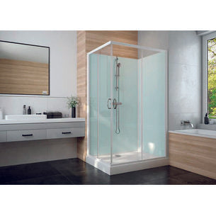 Cabine de douche iziglass 2 coulissante angle 100 x 80 cm en verre transparent réf. disponible abidjan cote d'ivoire.