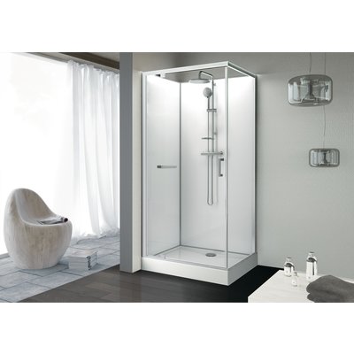 Cabine rectangle kara 100 x 80 cm, porte pivotante, verre transparent avantage, fond blanc réf. disponible abidjan cote d'ivoire.