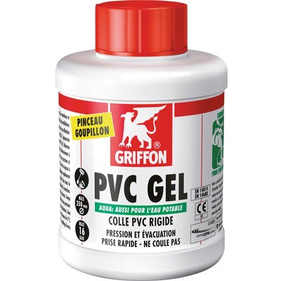 Colle pvc gel aqua agréée aep cstb bidon avec pinceau 500ml. disponible abidjan cote d'ivoire.