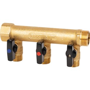 Collecteur mf 20x27 entraxe 50mm 3 derivations mini-vannes integrees male 15x21 réf 9581b. disponible abidjan cote d'ivoire.