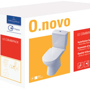Combi-pack wc sur pied onovo avec sortie horizontale, blanc ceramicplus réf. disponible abidjan cote d'ivoire.