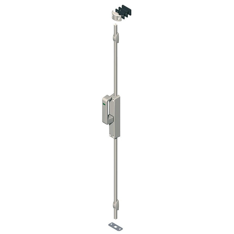 Crémone pompier en applique à poignée rotative et tringle coloris noir main droite menuiserie bois, aluminium ou pvc. disponible abidjan cote d'ivoire.