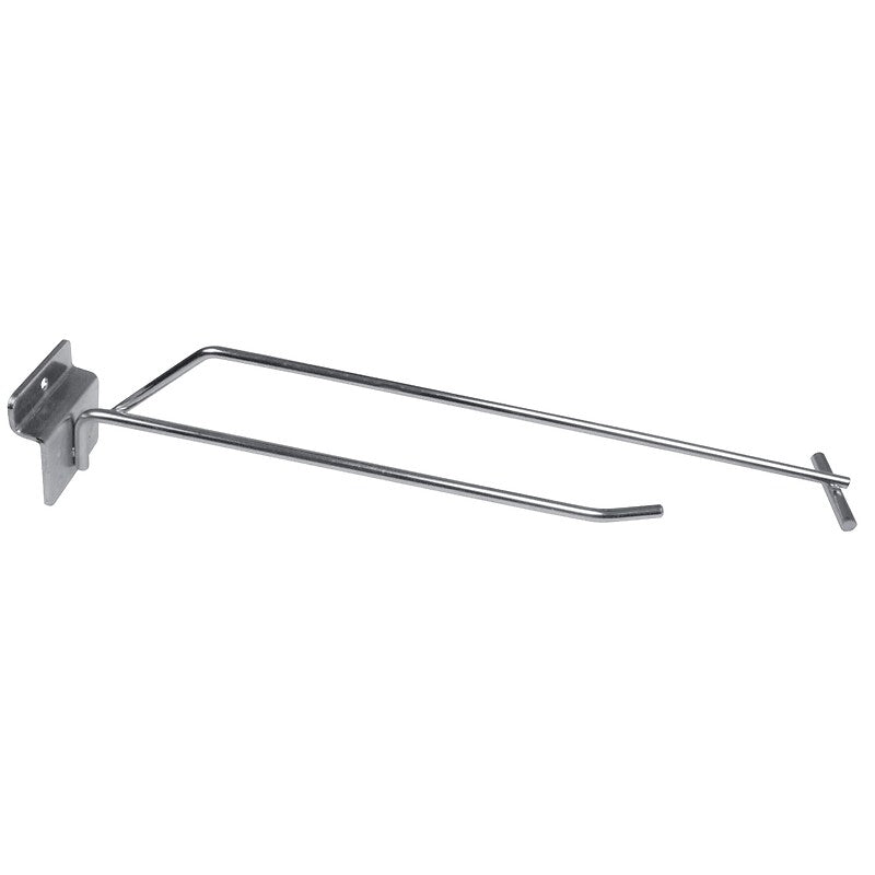 Crochet simple avec bras porte-prix pour panneau rainuré, zingué, longueur 250 mm - compatible profil trapèze. disponible abidjan cote d'ivoire.