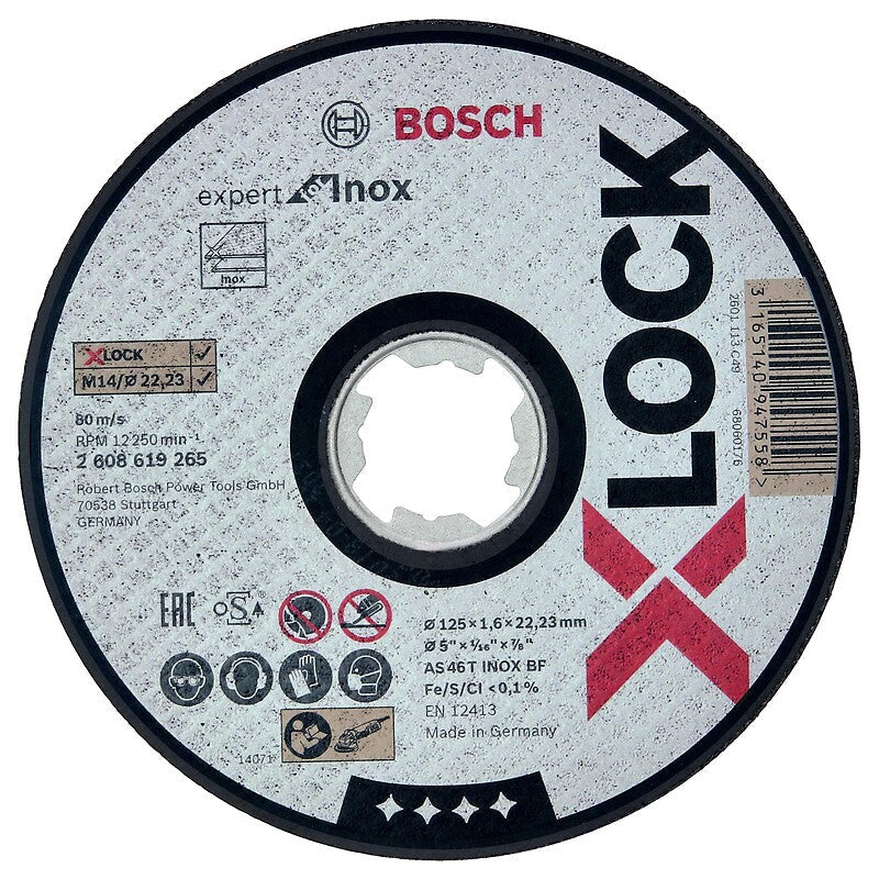 Disque à tronçonner inox moyeu plat xlock 125x1,6 mm. disponible abidjan cote d'ivoire.