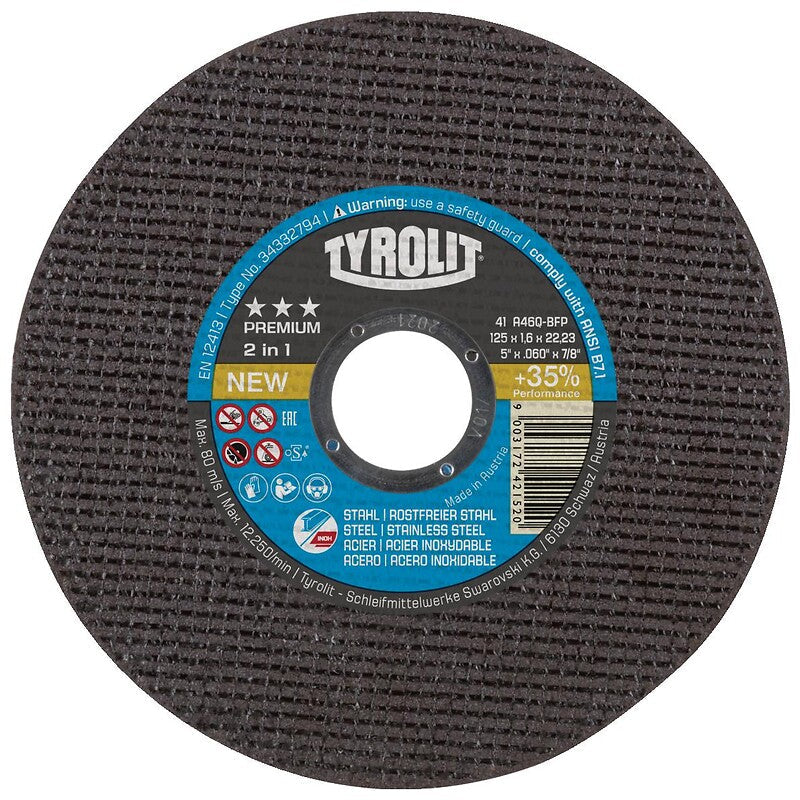 Disque à tronçonner premium 2 en 1 moyeu plat coupe acier inox diamètre 115 mm épaisseur 1,6 mm alésage 22,2 mm. disponible abidjan cote d'ivoire.