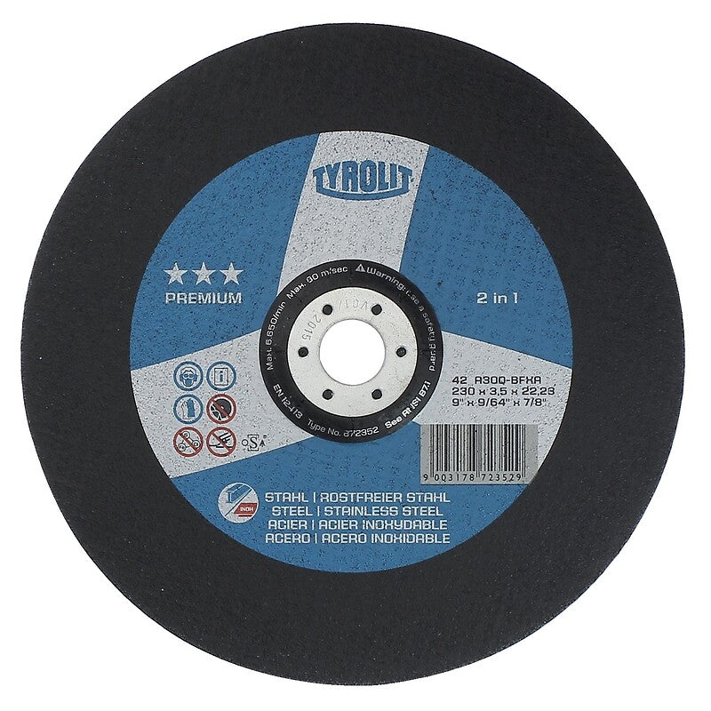 Disque à tronçonner premium moyeu déporté coupe acier/inox ø 125 épaisseur 3 mm alésage 22,2 mm. disponible abidjan cote d'ivoire.