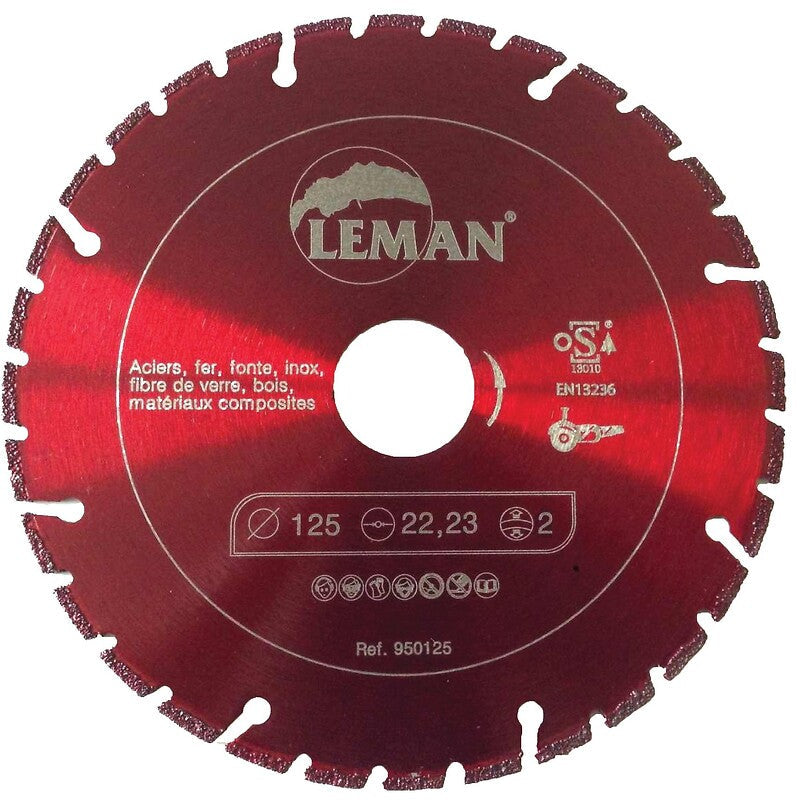Disque diamant brasé monocouche pour coupes aciers, diamètre 125 mm, alésage 22,23 mm, épaisseur 2 mm. disponible abidjan cote d'ivoire.