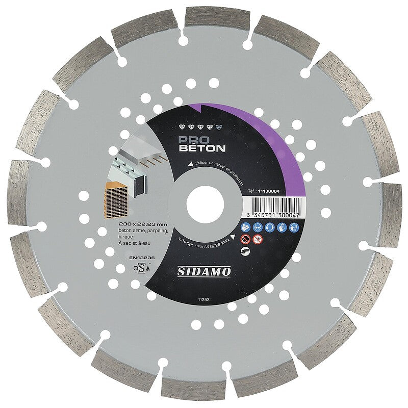 Disques diamants jante segmentée matériaux de construction pro béton diamètre 125 mm, épaisseur 2 mm, alésage 22,2 mm. disponible abidjan cote d'ivoire.