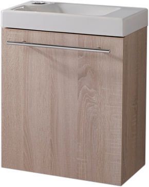 Ensemble piccolo 2 lave-mains en céramique + meuble bois clair. disponible abidjan cote d'ivoire.