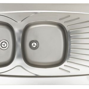 Evier à poser en inox moderna 18/10 lisse, 2 cuves 1 égouttoir l 120 cm. disponible abidjan cote d'ivoire.