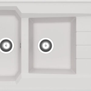 Evier primeo à poser 2 cuves en synthèse blanc sans vidage 120x60 cm. disponible abidjan cote d'ivoire.