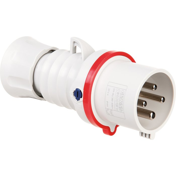 Fiche mobile droite hp - ip44/ip54 - 3p+t 32a 380-415v 50/60hz - rouge - 6h - cablage rapide réf / gw60019fh. disponible abidjan cote d'ivoire.