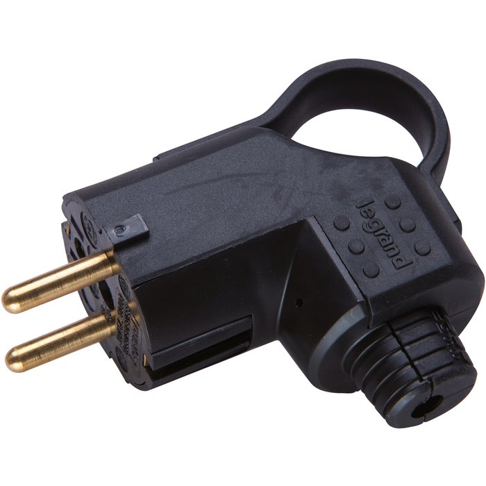 Fiche std german - 2p+t - 16 a - caout - sortie lat - câble ø2,5 mm²- noir - ref. disponible abidjan cote d'ivoire.