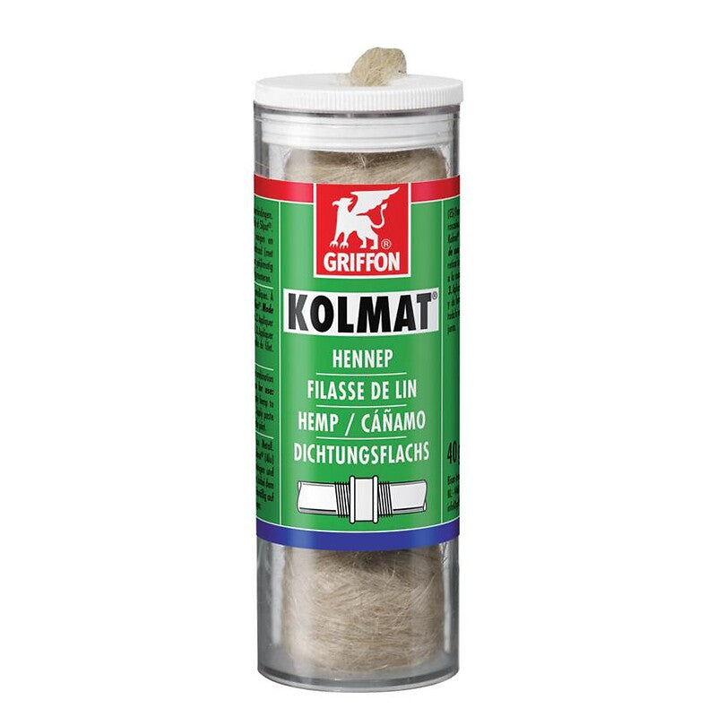 Filasse de lin kolmat® permet de rendre étanche les raccords filetés métalliques mèche pré-calibrée en dévidoir de 40g. disponible abidjan cote d'ivoire.