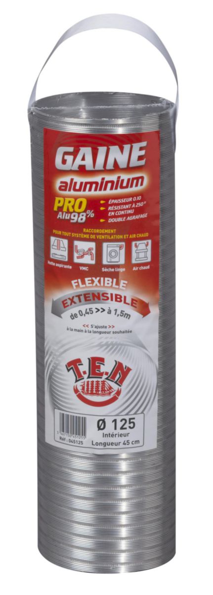 Gaine accordéon en aluminium longueur 850mm extensible à 3m diamètre intèrieur 110mm 085110, ten. disponible abidjan cote d'ivoire.