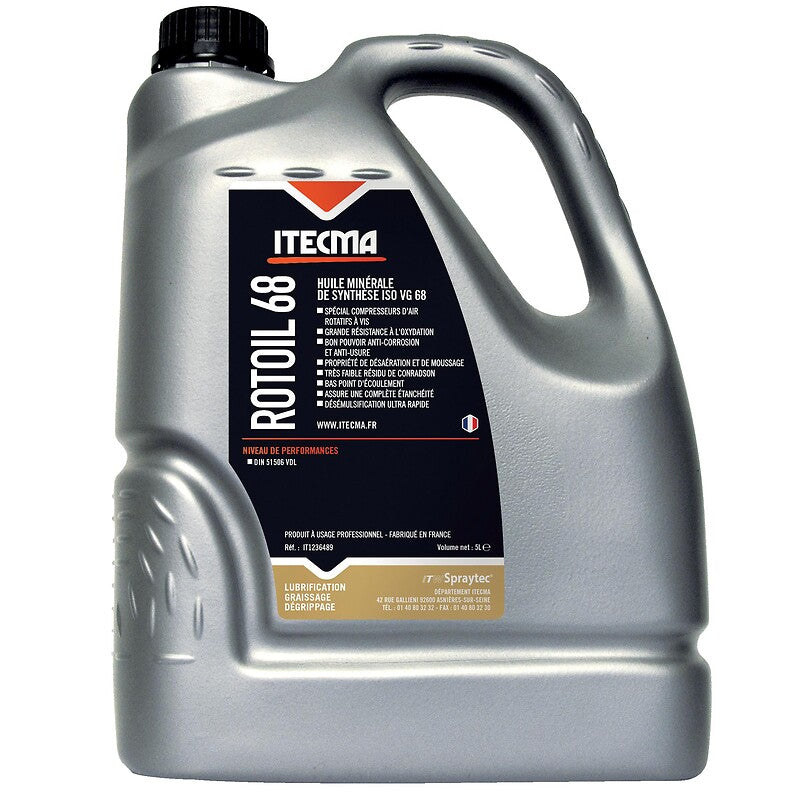 Huile minérale de synthèse rotoil 68 4 bidon de 5 litres. disponible abidjan cote d'ivoire.