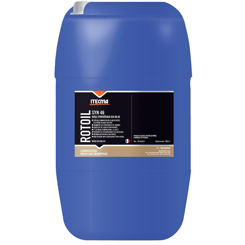 Huile pour compresseur rotatif rotoil syn 46 bidon de 30 litres. disponible abidjan cote d'ivoire.