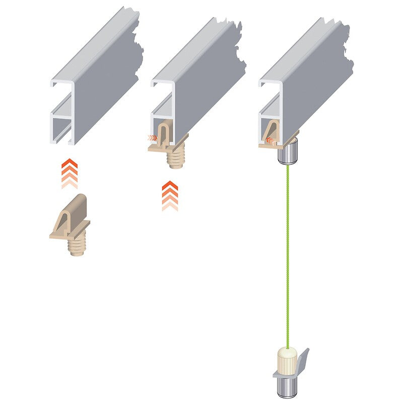 Kit cimaise civiclic 2 fil de 2m + 2 crochets suspenseur argent 2 m. disponible abidjan cote d'ivoire.