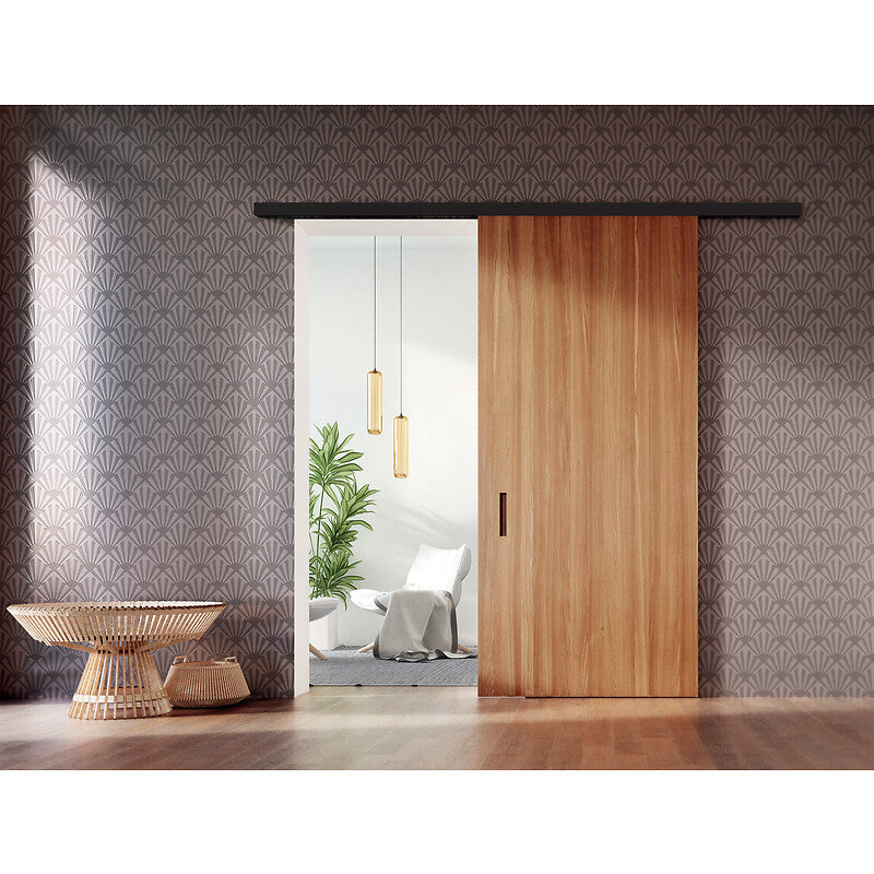 Kit complet pour porte coulissante d'intérieur bois - vantail de 60 kg - finition noir mat - porta 60 hmd. disponible abidjan cote d'ivoire.