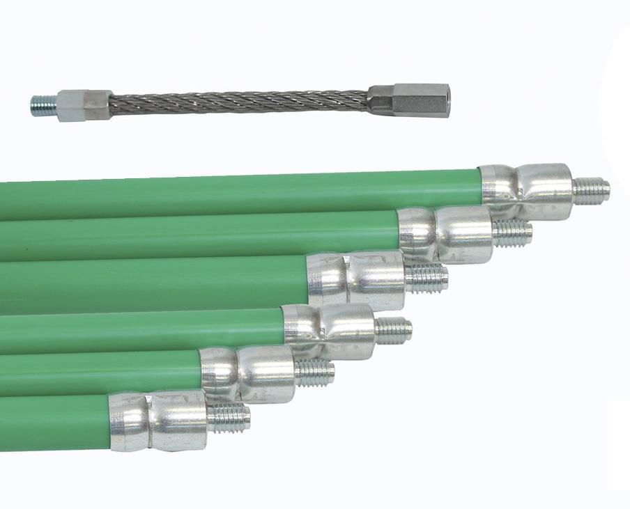 Kit de ramonage pour conduits fioul, bois et charbon, composé de 6 cannes vertes d 20 longueur 1,50 m et 1 câble de départ longueur 200 mm réf. disponible abidjan cote d'ivoire.