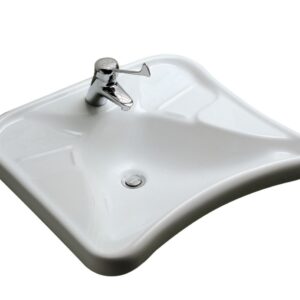 Lavabo ergonomique, sans trop plein porcher matura 2 lg : 67 cm céramique blanc réf. disponible abidjan cote d'ivoire.