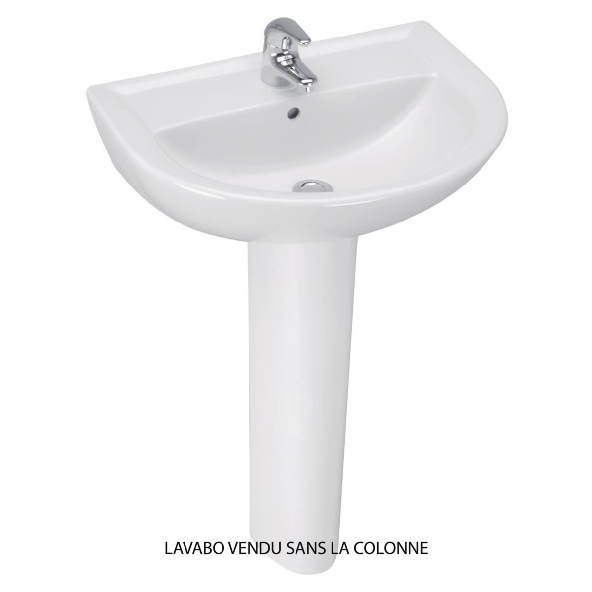 Lavabo porcher ulysse 2 60 x 47 cm en grès avec trop-plein, blanc réf. disponible abidjan cote d'ivoire.