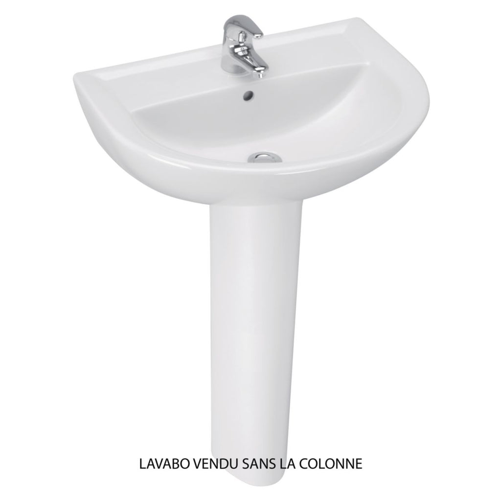 Lavabo ulysse 2 55 x 46 cm en grès avec trop-plein, blanc réf. disponible abidjan cote d'ivoire.