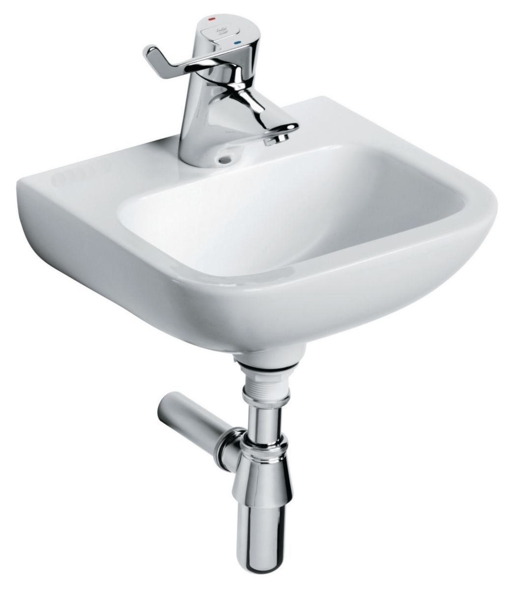 Lave-mains porcher matura 2, 37x31 cm en porcelaine sans trop-plein, blanc, réf. disponible abidjan cote d'ivoire.