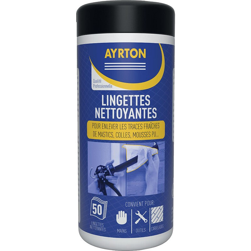 Lingettes nettoyantes pour traces de mastics, mousses polyuréthane, pot de 50 lingettes. disponible abidjan cote d'ivoire.