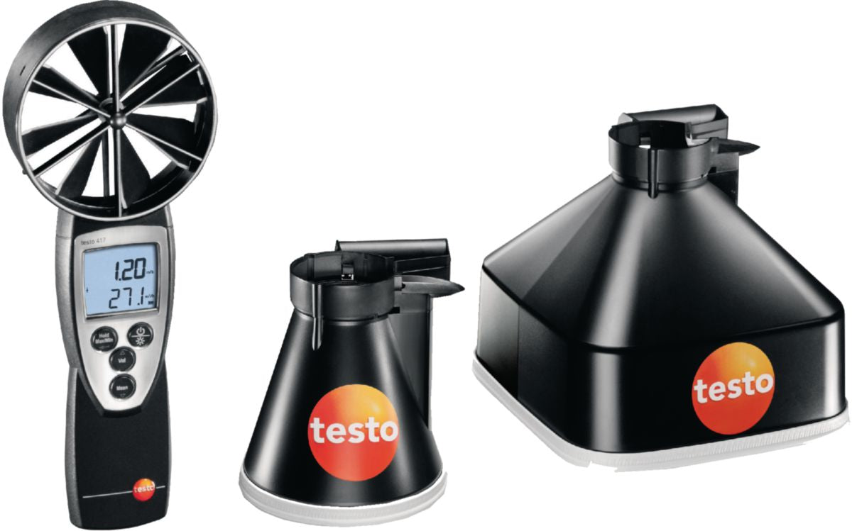 Lot anémomètre testo 417 + 2 cônes mesure de débit de vmc réf 0563 4171. disponible abidjan cote d'ivoire.