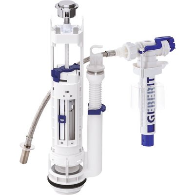 Mécanisme de chasse complet geberit types 290 - 380, rinçage simple touche, alimentation universelle, 12 x 17 mamelon en laiton chromé brillant réf. disponible abidjan cote d'ivoire.