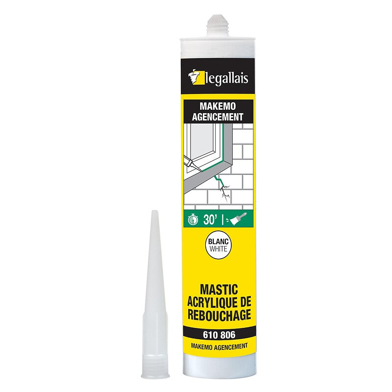 Mastic acrylique de rebouchage makemo blanc palette de 1440 cartouches de 310 ml. disponible abidjan cote d'ivoire.