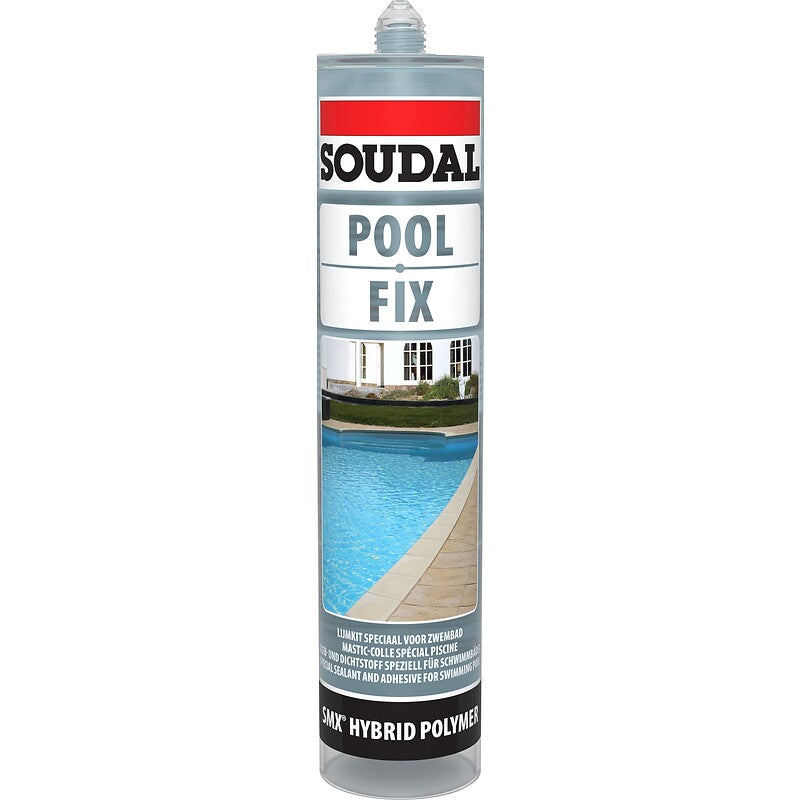 Mastic colle piscine polymère pool fix, coloris transparent carton de 6 cartouches de 290ml. disponible abidjan cote d'ivoire.