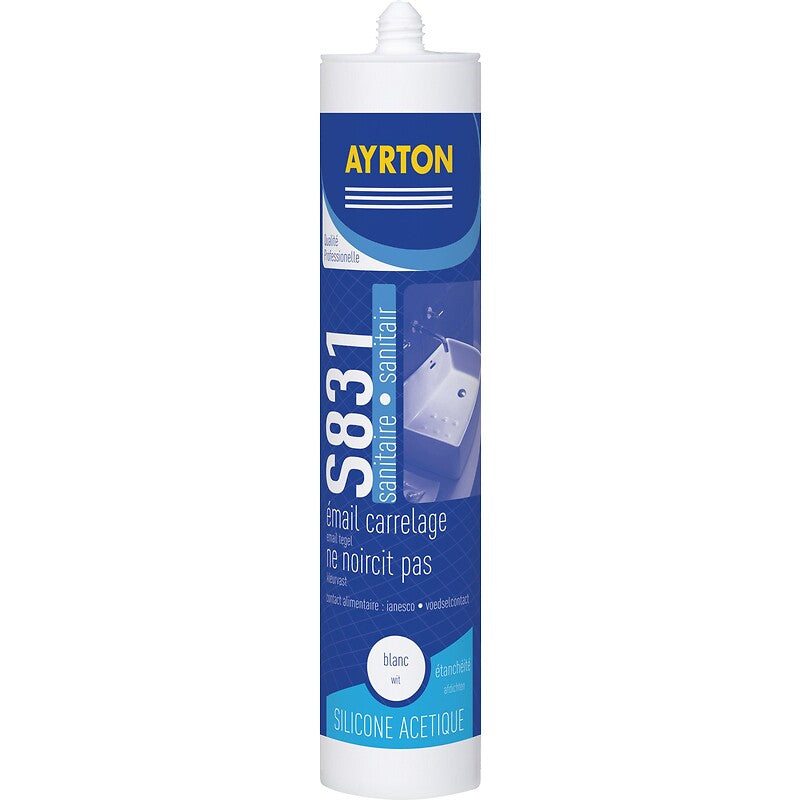 Mastic sanitaire silicone acétique s 831 translucide cartouche de 300 ml. disponible abidjan cote d'ivoire.