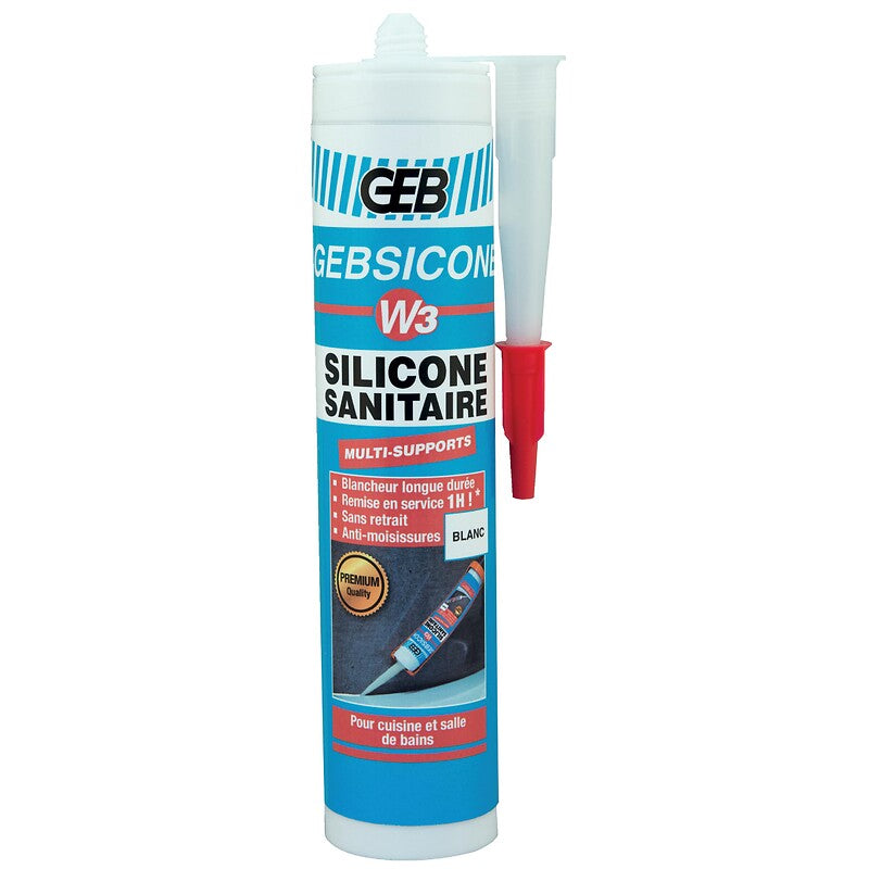 Mastic sanitaire silicone acétique w3 translucide multi-supports sans odeur carton de 12 cartouches de 280ml. disponible abidjan cote d'ivoire.
