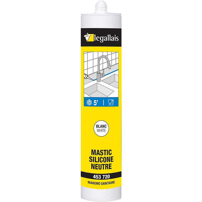 Mastic sanitaire silicone neutre makemo, translucide, cartouche 300 ml. disponible abidjan cote d'ivoire.