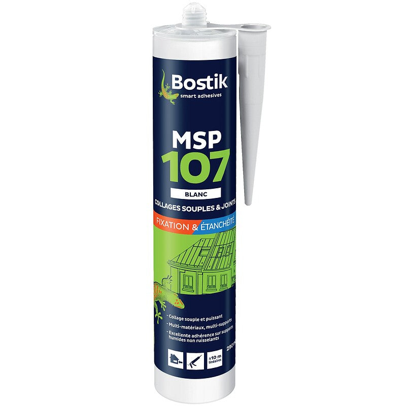 Mastics ms polymère msp 107 coloris blanc, carton de 12 cartouches de 290 ml. disponible abidjan cote d'ivoire.