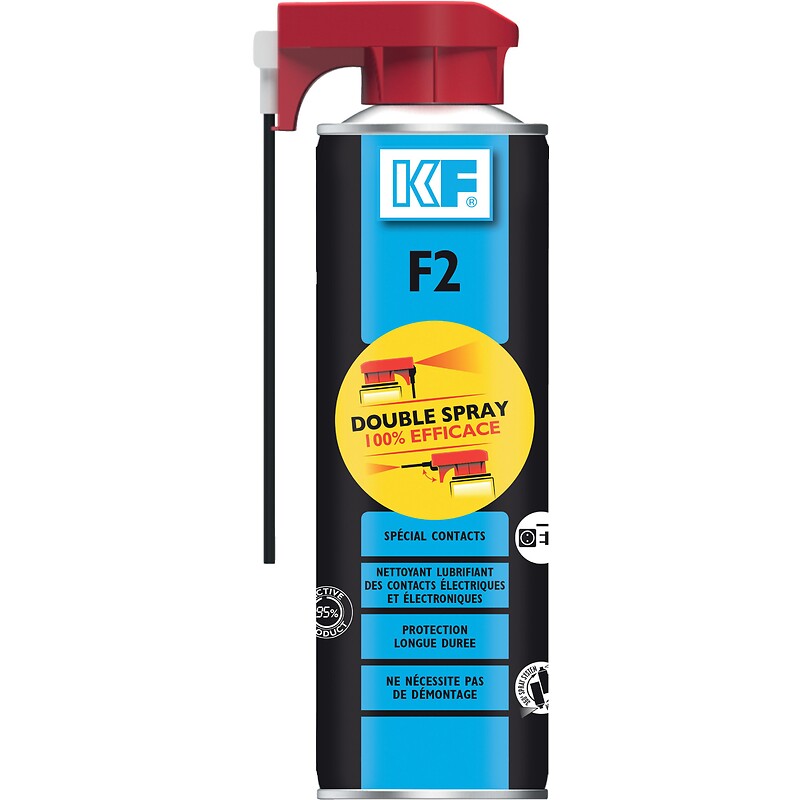Nettoyant et lubrifiant f2 spécial contacts mobiles électriques et électroniques aérosol double spray de 500ml net. disponible abidjan cote d'ivoire.