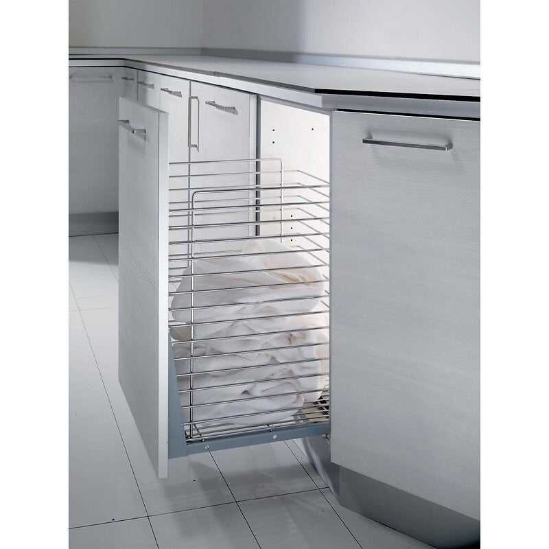 Panier à linge chromé avec amortissement à la fermeture 30 x 50 extraction manuelle. disponible abidjan cote d'ivoire.