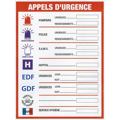Panneau appels d'urgence. disponible abidjan cote d'ivoire.
