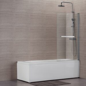 Pare baignoire alterna concerto profilé argent brillant verre transparent poignée porte-serviette épaisseur du verre 6 mm. disponible abidjan cote d'ivoire.