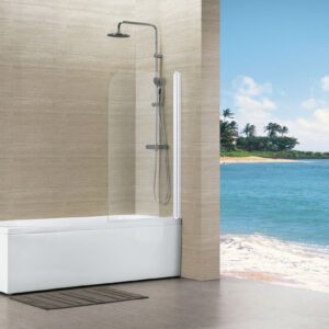 Pare baignoire alterna vers eau 80 x 140 cm profilé blanc épaisseur du verre 4 mm, réf. disponible abidjan cote d'ivoire.